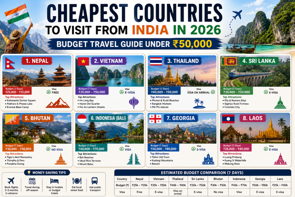 Cheapest Countries to Visit from India 2026 Budget Travel Guide
